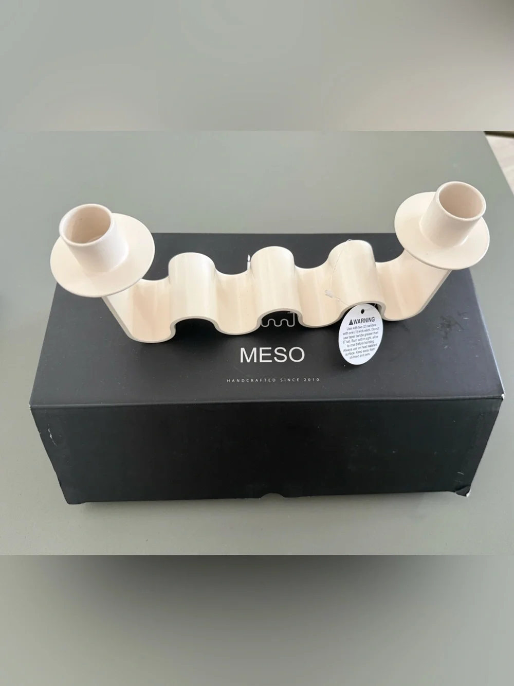 Helen White Wavy Two-Taper Candle Holder